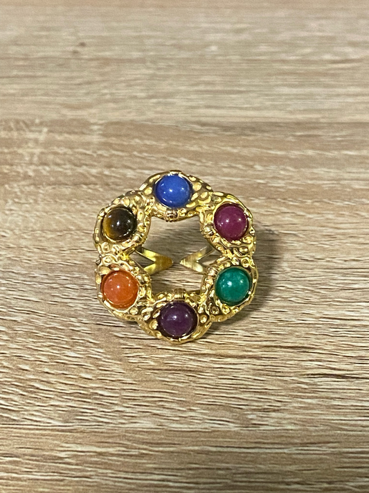 Bague multicolore en acier inoxydable