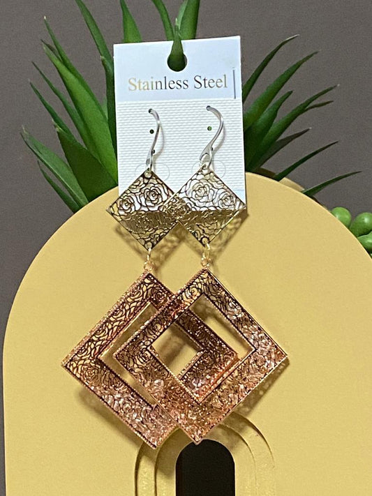 Boucles d'oreilles tricolores en acier inoxydable
